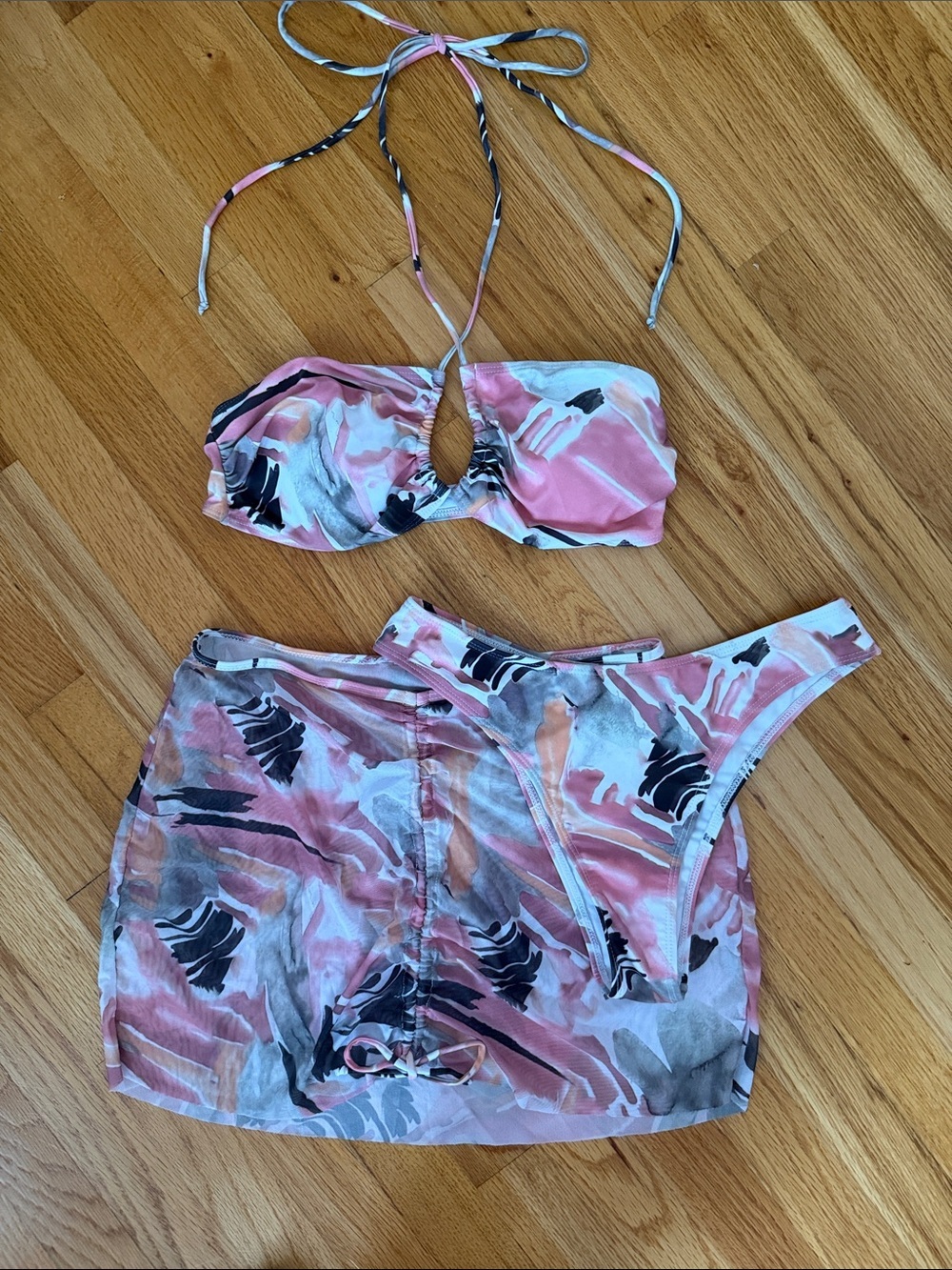Brand New Abstract Three-Piece Bikini Set